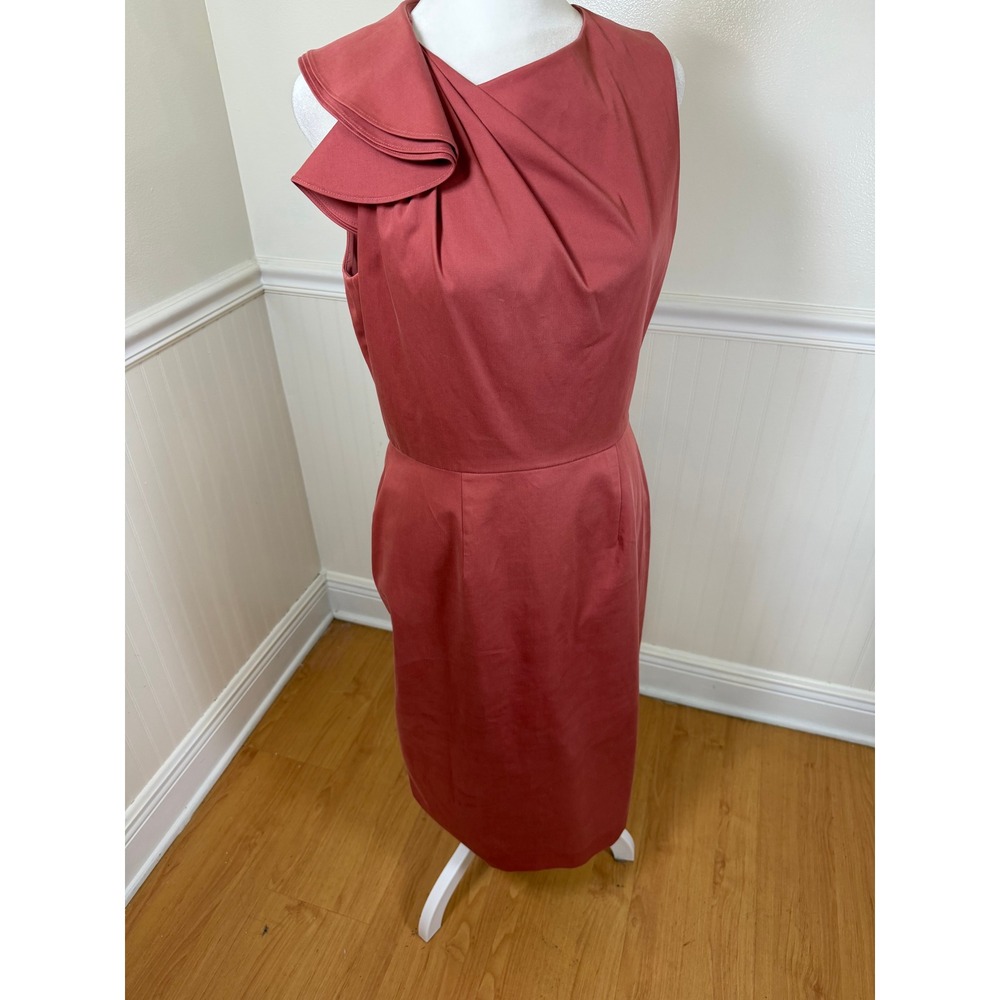 Antonio Melani Sheath Dress Women 6 Rose Pink Asymmetrical‎ Ruffle Sleeveless